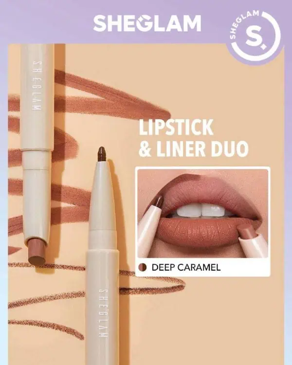 خط لب و رژ لب دو سر شیگلم Sheglam deep caramel - تصویر 2
