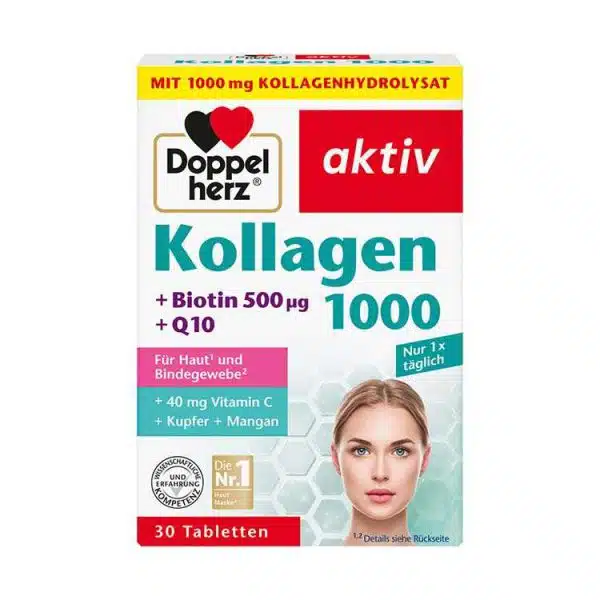 قرص و مکمل کلاژن 1000 دوپل هرز حاوی biotin و Q10